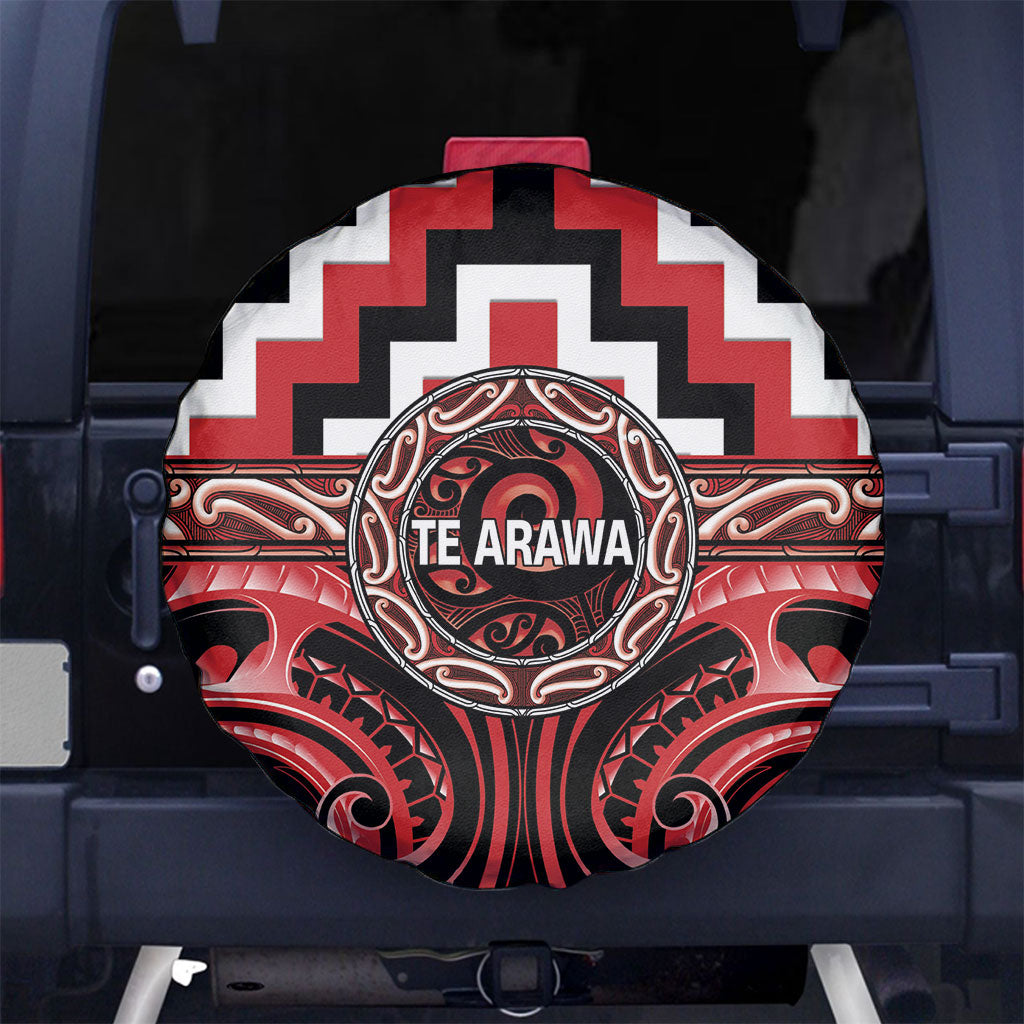 Aotearoa Te Arawa Spare Tire Cover Maori Iwi Poutama Puhoro Tattoo LT14 No hole Red - Polynesian Pride