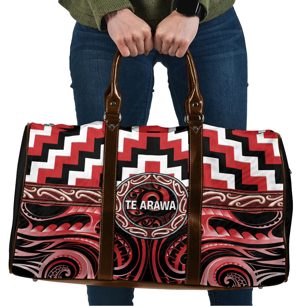 Aotearoa Te Arawa Travel Bag Maori Iwi Poutama Puhoro Tattoo LT14 Red - Polynesian Pride
