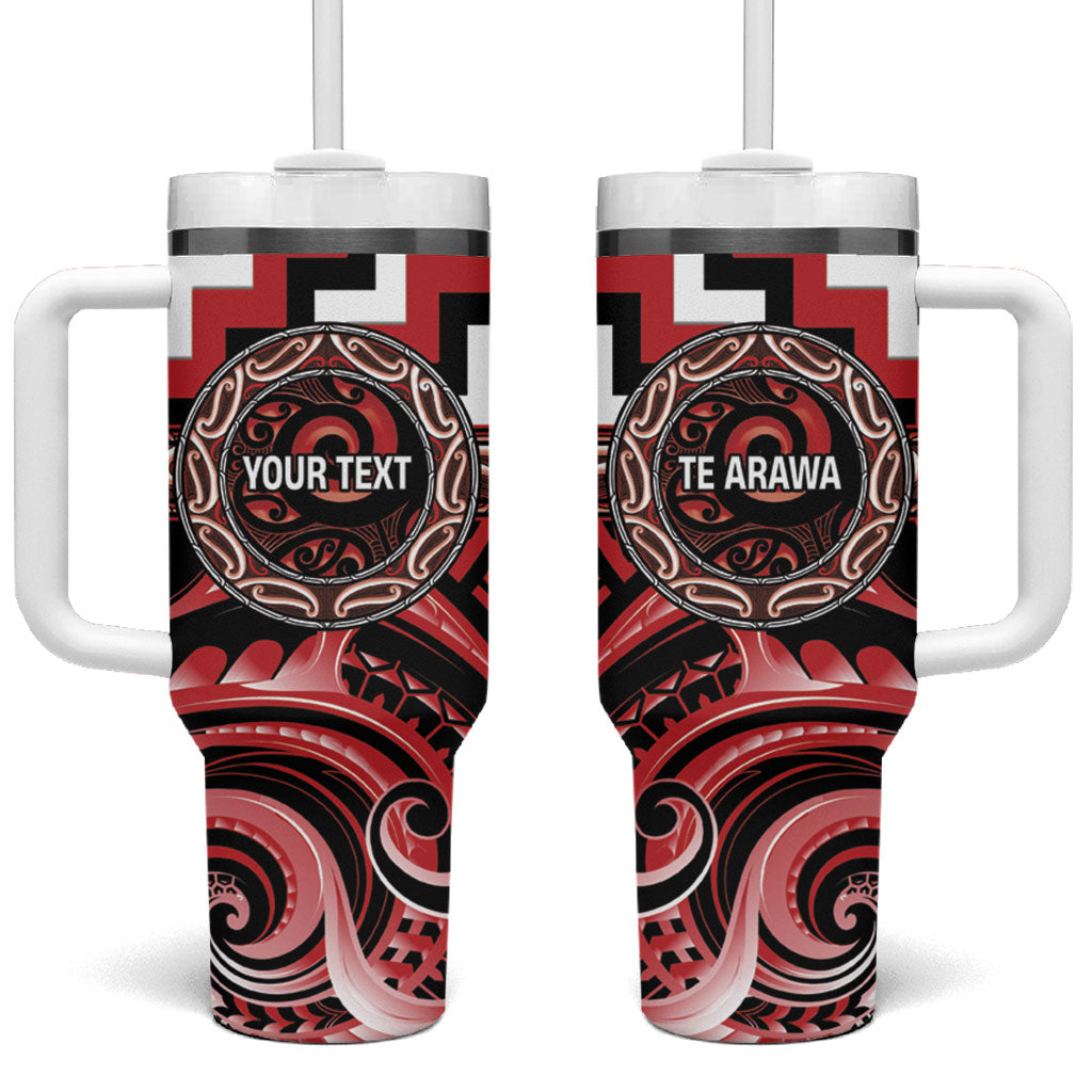 Aotearoa Te Arawa Personalised Tumbler With Handle Maori Iwi Poutama Puhoro Tattoo LT14 One Size: 40 oz Red - Polynesian Pride