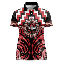 Aotearoa Te Arawa Personalised Women Polo Shirt Maori Iwi Poutama Puhoro Tattoo LT14 Female Red - Polynesian Pride