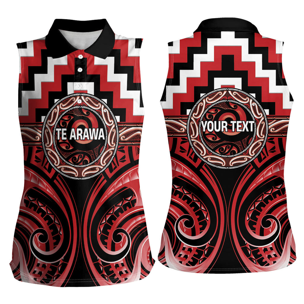 Aotearoa Te Arawa Personalised Women Sleeveless Polo Shirt Maori Iwi Poutama Puhoro Tattoo LT14 - Polynesian Pride