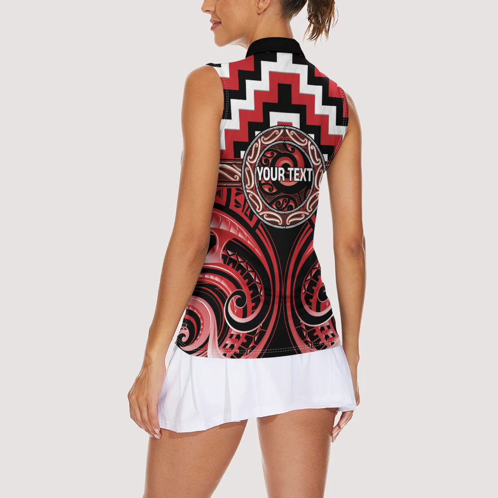 Aotearoa Te Arawa Personalised Women Sleeveless Polo Shirt Maori Iwi Poutama Puhoro Tattoo LT14 - Polynesian Pride