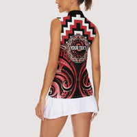Aotearoa Te Arawa Personalised Women Sleeveless Polo Shirt Maori Iwi Poutama Puhoro Tattoo LT14 - Polynesian Pride