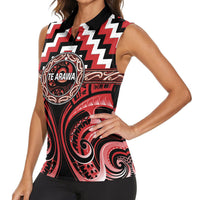 Aotearoa Te Arawa Personalised Women Sleeveless Polo Shirt Maori Iwi Poutama Puhoro Tattoo LT14 - Polynesian Pride
