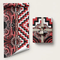 Aotearoa Te Arawa Wrapping Paper Maori Iwi Poutama Puhoro Tattoo LT14 58" × 23" Red - Polynesian Pride