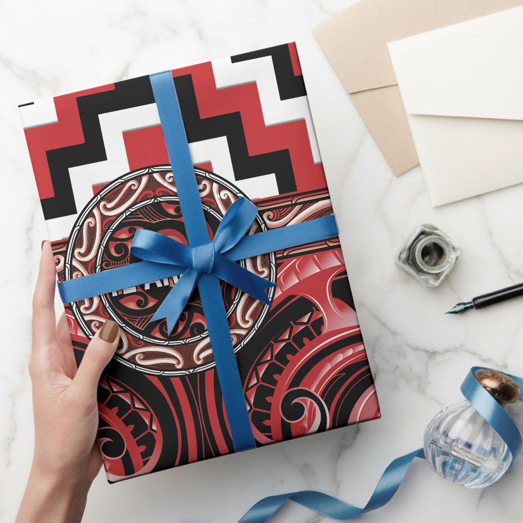 Aotearoa Te Arawa Wrapping Paper Maori Iwi Poutama Puhoro Tattoo LT14 - Polynesian Pride