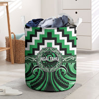 Aotearoa Ngai Tahu Laundry Basket Maori Iwi Poutama Puhoro Tattoo LT14 Green - Polynesian Pride