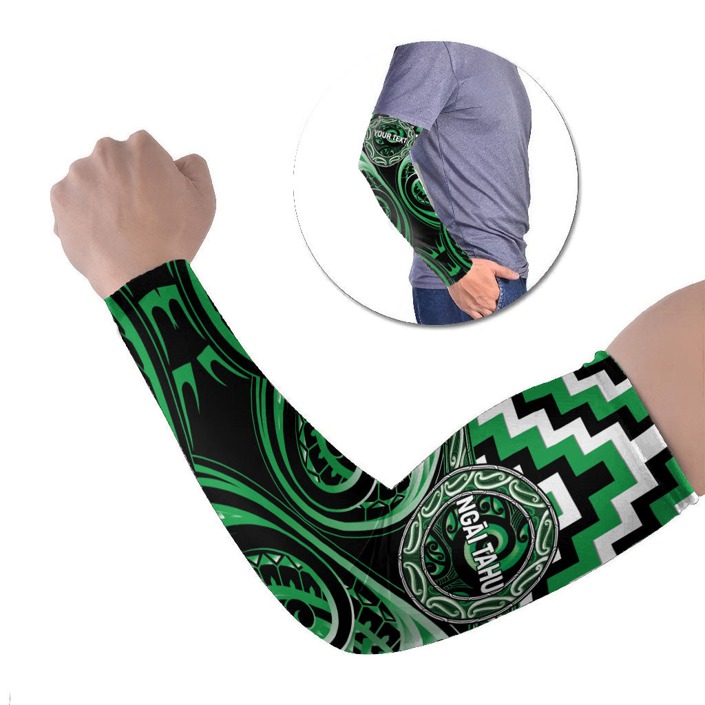 Aotearoa Ngai Tahu Personalised Arm Sleeves Maori Iwi Poutama Puhoro Tattoo LT14 Set of 2 Green - Polynesian Pride