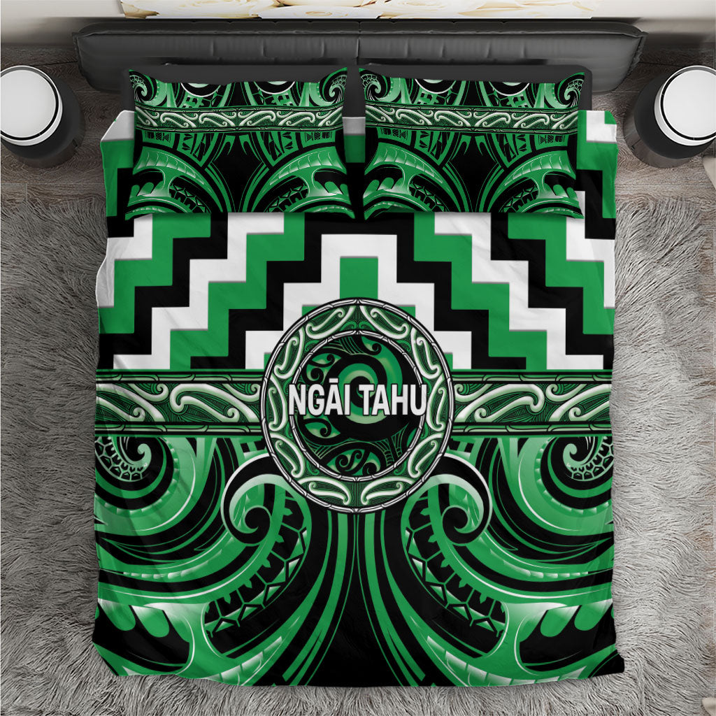 Aotearoa Ngai Tahu Bedding Set Maori Iwi Poutama Puhoro Tattoo LT14 Green - Polynesian Pride