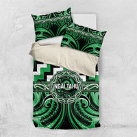 Aotearoa Ngai Tahu Bedding Set Maori Iwi Poutama Puhoro Tattoo LT14 US Twin 172cm x 218cm Green - Polynesian Pride
