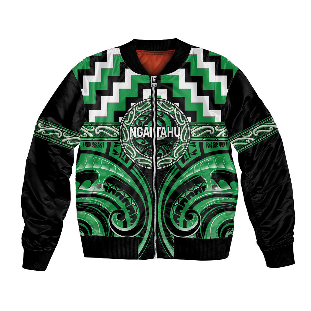 Aotearoa Ngai Tahu Personalised Bomber Jacket Maori Iwi Poutama Puhoro Tattoo LT14 Unisex Green - Polynesian Pride