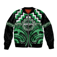 Aotearoa Ngai Tahu Personalised Bomber Jacket Maori Iwi Poutama Puhoro Tattoo LT14 Unisex Green - Polynesian Pride