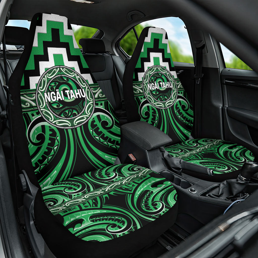 Aotearoa Ngai Tahu Car Seat Cover Maori Iwi Poutama Puhoro Tattoo LT14 One Size Green - Polynesian Pride