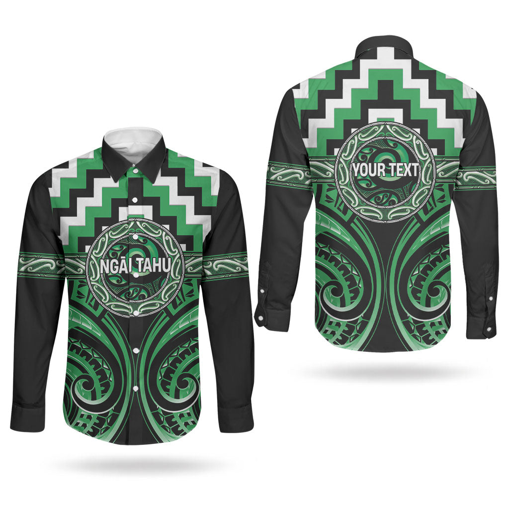 Aotearoa Ngai Tahu Personalised Couples Matching Off Shoulder Maxi Dress and Long Sleeve Button Shirt Maori Iwi Poutama Puhoro Tattoo LT14 - Polynesian Pride