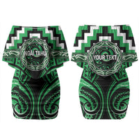 Aotearoa Ngai Tahu Personalised Couples Matching Off Shoulder Short Dress and Long Sleeve Button Shirt Maori Iwi Poutama Puhoro Tattoo LT14 - Polynesian Pride