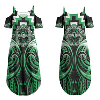Aotearoa Ngai Tahu Personalised Couples Matching Summer Maxi Dress and Long Sleeve Button Shirt Maori Iwi Poutama Puhoro Tattoo LT14 - Polynesian Pride