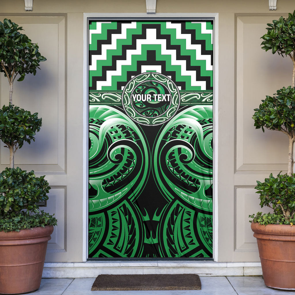 Aotearoa Ngai Tahu Personalised Door Cover Maori Iwi Poutama Puhoro Tattoo LT14 Green - Polynesian Pride