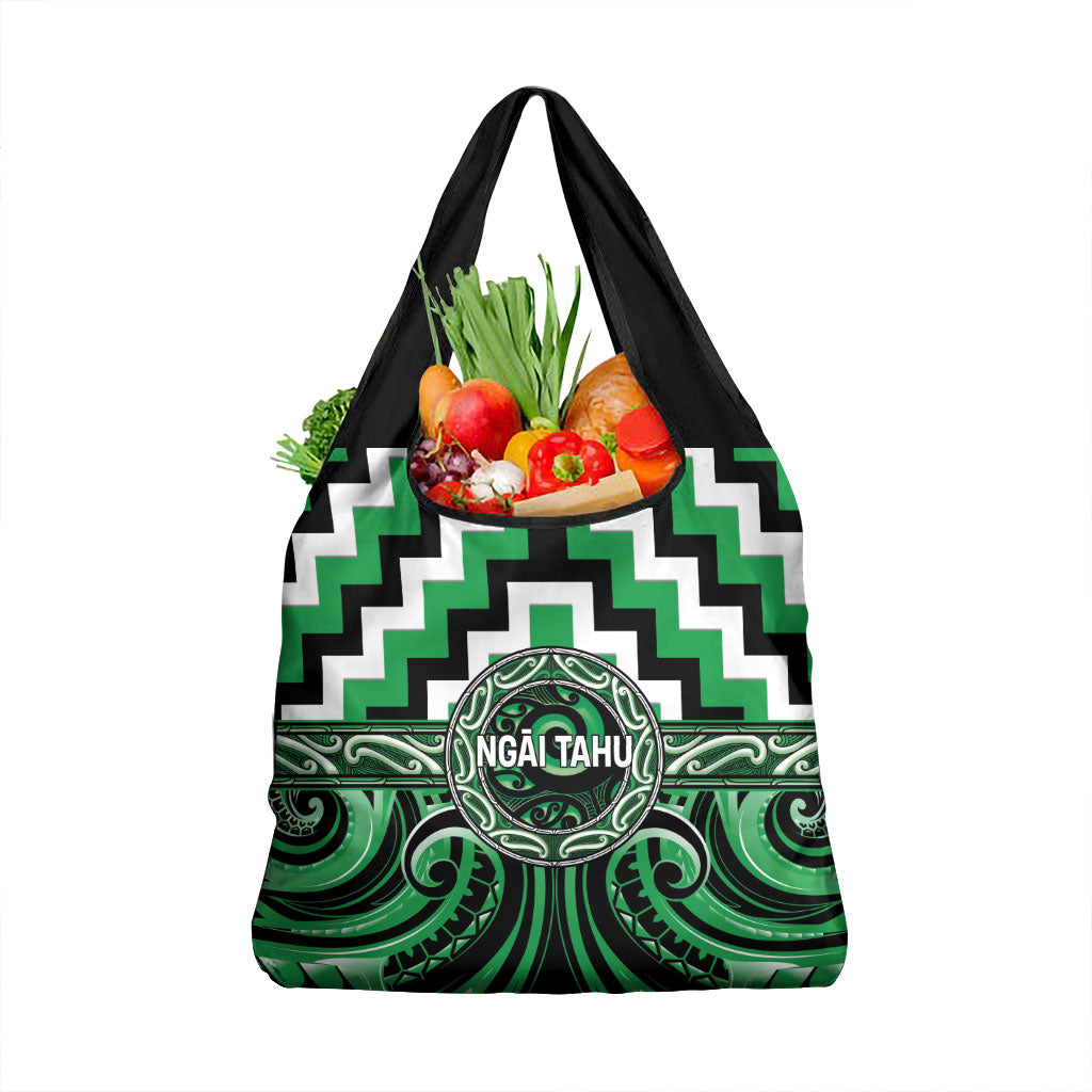 Aotearoa Ngai Tahu Grocery Bag Maori Iwi Poutama Puhoro Tattoo LT14 1-pack One Size Green - Polynesian Pride