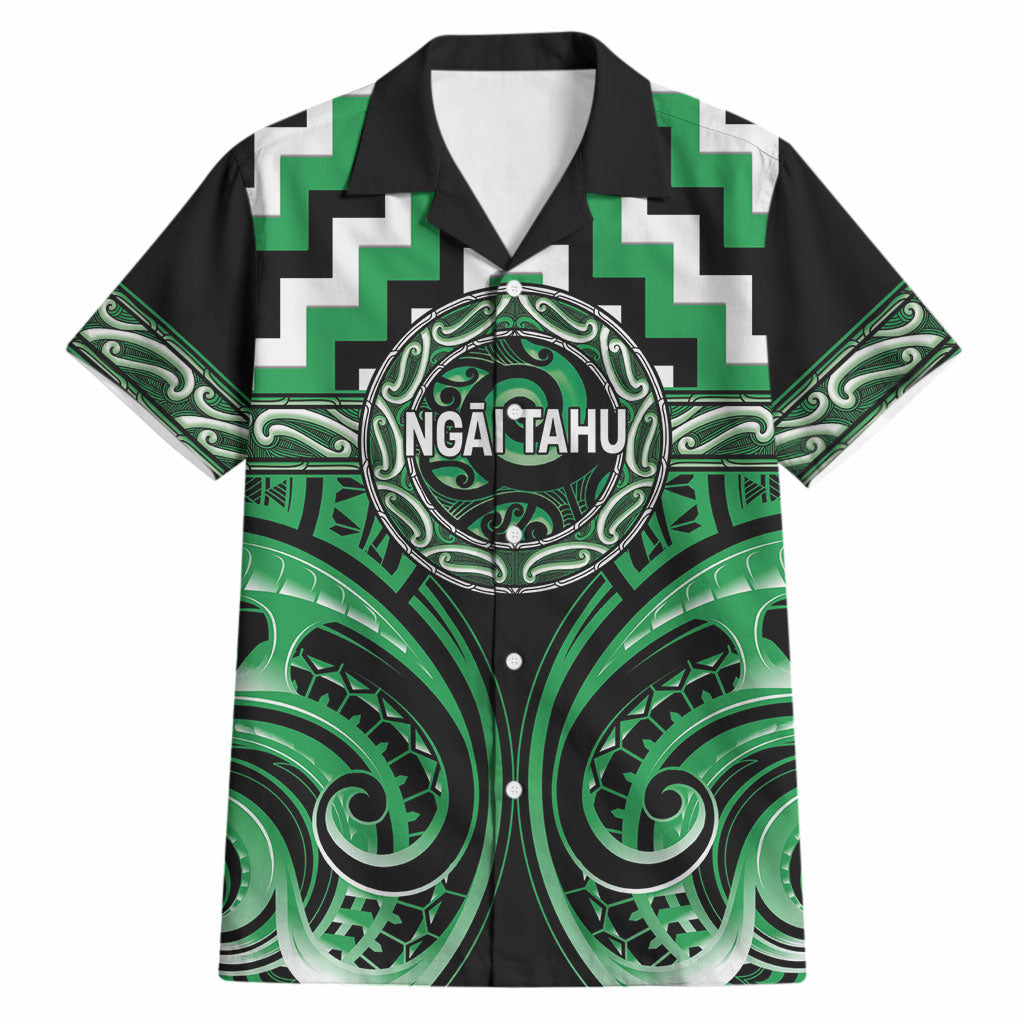 Aotearoa Ngai Tahu Personalised Hawaiian Shirt Maori Iwi Poutama Puhoro Tattoo LT14 Green - Polynesian Pride