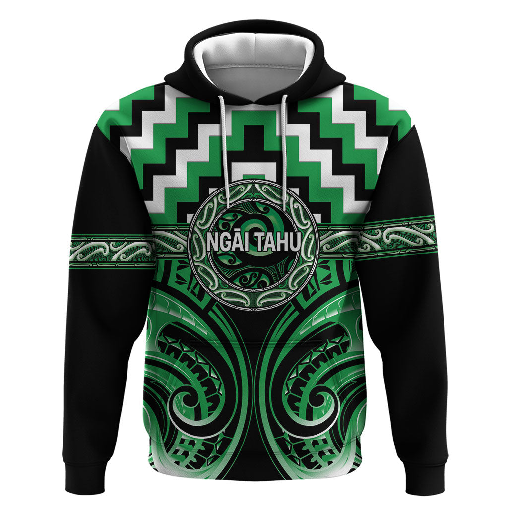 Aotearoa Ngai Tahu Personalised Hoodie Maori Iwi Poutama Puhoro Tattoo LT14 Pullover Hoodie Green - Polynesian Pride