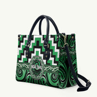 Aotearoa Ngai Tahu Leather Bag Maori Iwi Poutama Puhoro Tattoo LT14 Green - Polynesian Pride