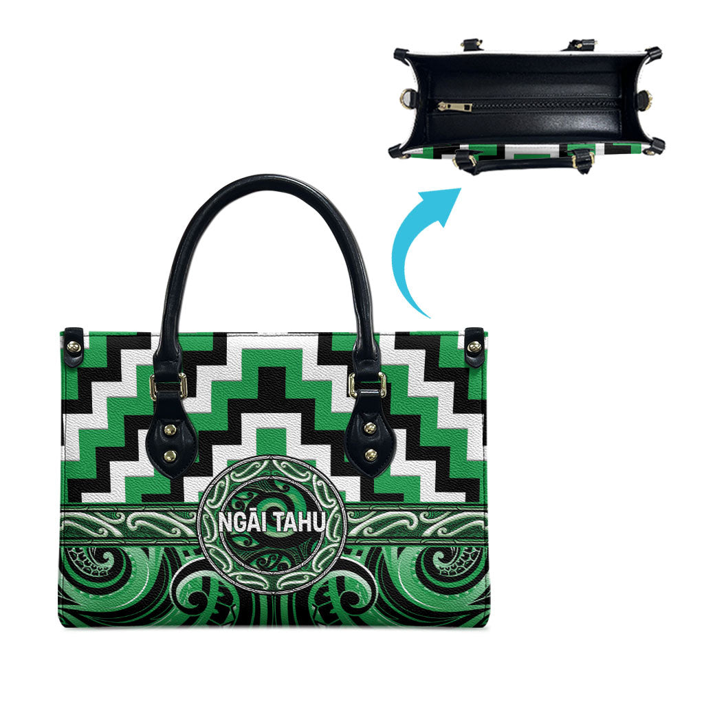 Aotearoa Ngai Tahu Leather Bag Maori Iwi Poutama Puhoro Tattoo LT14 - Polynesian Pride