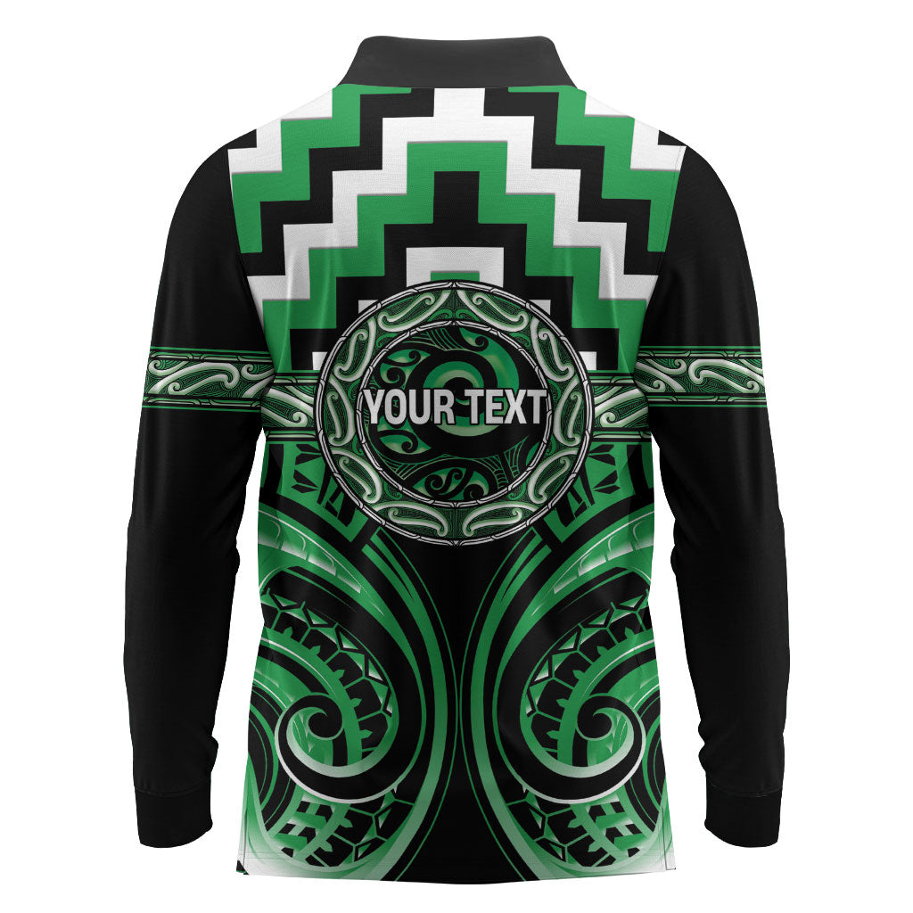 Aotearoa Ngai Tahu Personalised Long Sleeve Polo Shirt Maori Iwi Poutama Puhoro Tattoo LT14 - Polynesian Pride