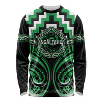 Aotearoa Ngai Tahu Personalised Long Sleeve Shirt Maori Iwi Poutama Puhoro Tattoo LT14 Unisex Green - Polynesian Pride