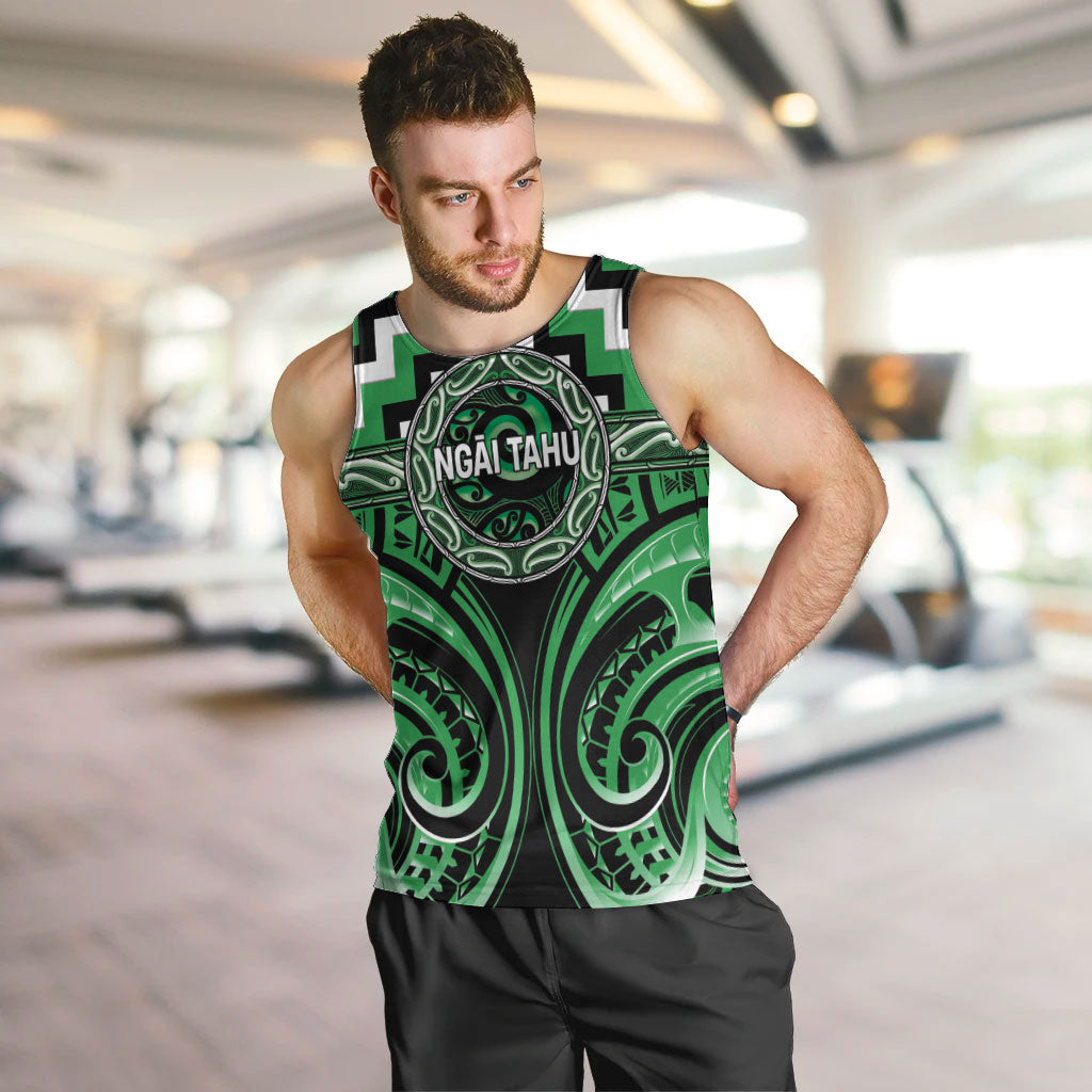 Aotearoa Ngai Tahu Personalised Men Tank Top Maori Iwi Poutama Puhoro Tattoo LT14 Green - Polynesian Pride