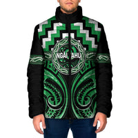 Aotearoa Ngai Tahu Personalised Padded Jacket Maori Iwi Poutama Puhoro Tattoo LT14 Men Green - Polynesian Pride