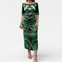 Aotearoa Ngai Tahu Personalised Puletasi Maori Iwi Poutama Puhoro Tattoo LT14 Long Dress Green - Polynesian Pride