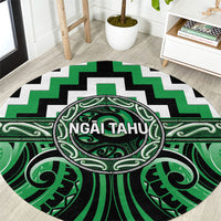 Aotearoa Ngai Tahu Round Carpet Maori Iwi Poutama Puhoro Tattoo LT14 Green - Polynesian Pride
