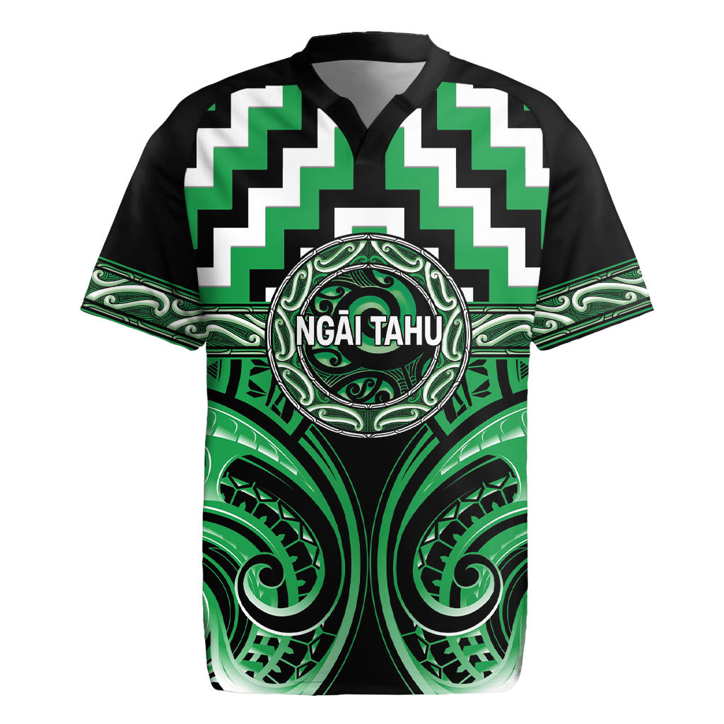 Aotearoa Ngai Tahu Personalised Rugby Jersey Maori Iwi Poutama Puhoro Tattoo LT14 Green - Polynesian Pride