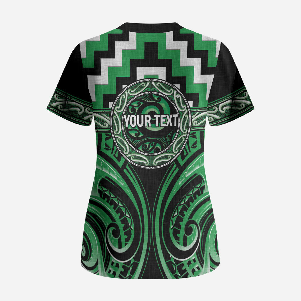 Aotearoa Ngai Tahu Personalised Scrub Top Maori Iwi Poutama Puhoro Tattoo LT14 - Polynesian Pride