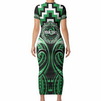 Aotearoa Ngai Tahu Personalised Short Sleeve Bodycon Dress Maori Iwi Poutama Puhoro Tattoo LT14 - Polynesian Pride