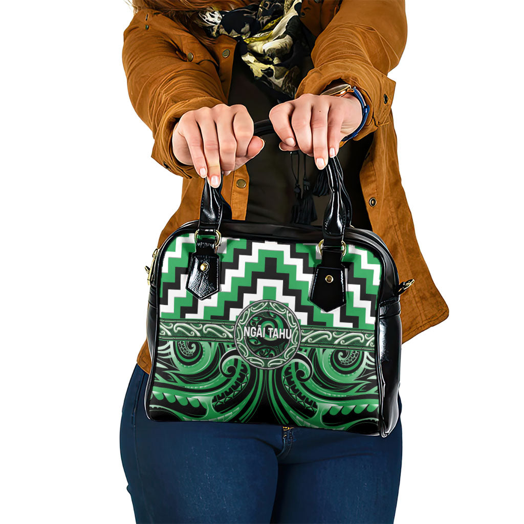 Aotearoa Ngai Tahu Shoulder Handbag Maori Iwi Poutama Puhoro Tattoo LT14 One Size Green - Polynesian Pride