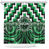 Aotearoa Ngai Tahu Shower Curtain Maori Iwi Poutama Puhoro Tattoo LT14 Green - Polynesian Pride
