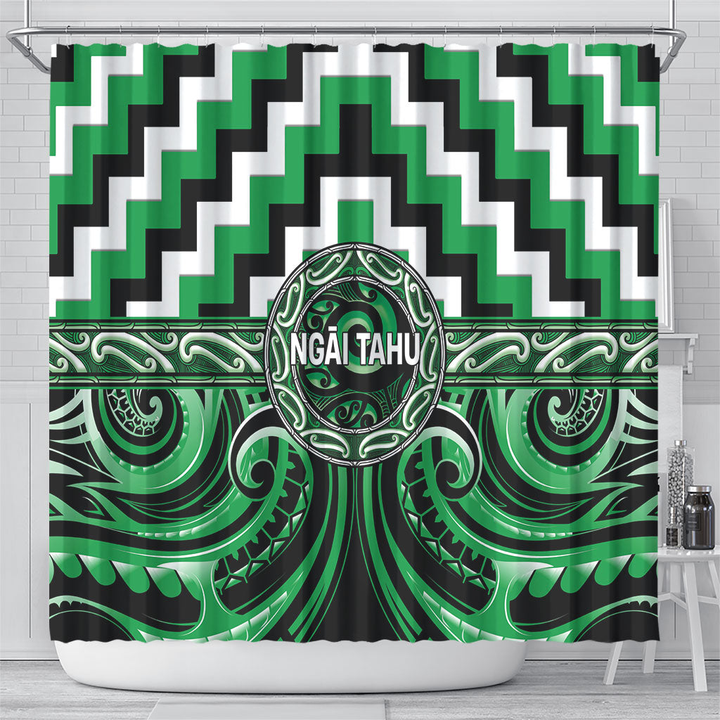 Aotearoa Ngai Tahu Shower Curtain Maori Iwi Poutama Puhoro Tattoo LT14 - Polynesian Pride