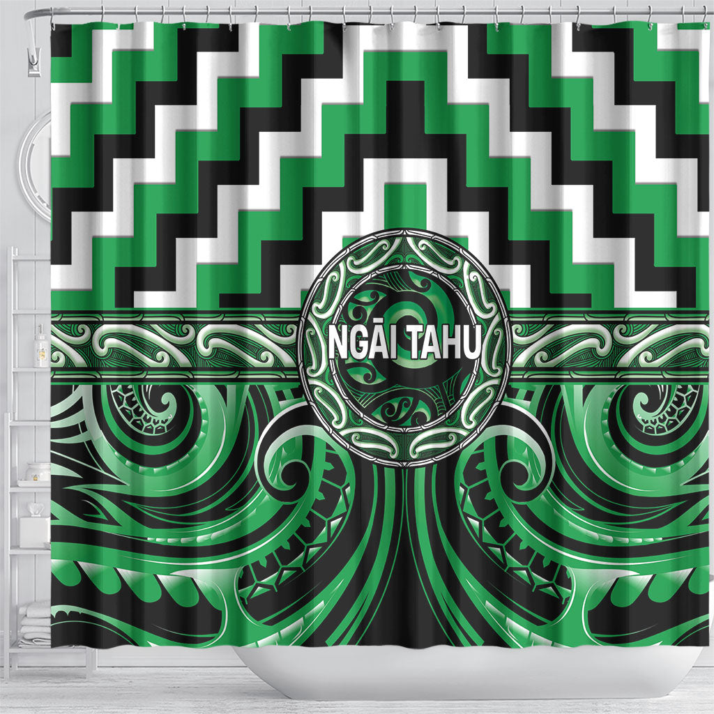 Aotearoa Ngai Tahu Shower Curtain Maori Iwi Poutama Puhoro Tattoo LT14 - Polynesian Pride