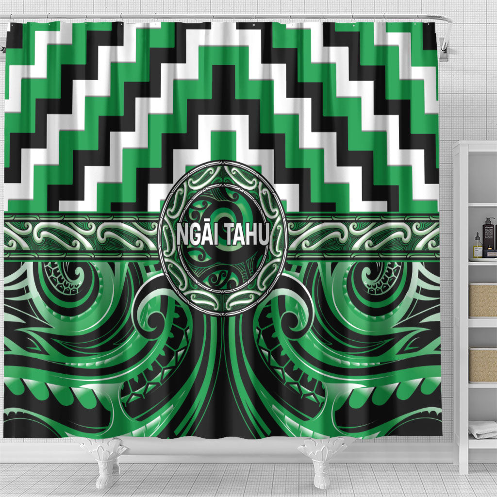 Aotearoa Ngai Tahu Shower Curtain Maori Iwi Poutama Puhoro Tattoo LT14 - Polynesian Pride