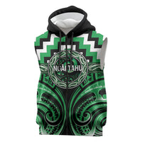 Aotearoa Ngai Tahu Personalised Sleeveless Zip Hoodie Maori Iwi Poutama Puhoro Tattoo LT14 Green - Polynesian Pride