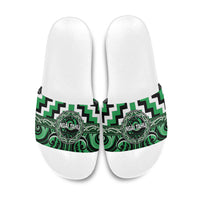 Aotearoa Ngai Tahu Slide Sandals Maori Iwi Poutama Puhoro Tattoo LT14 Green - Polynesian Pride