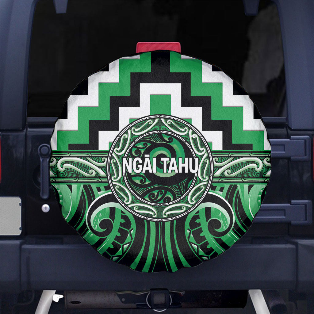 Aotearoa Ngai Tahu Spare Tire Cover Maori Iwi Poutama Puhoro Tattoo LT14 No hole Green - Polynesian Pride