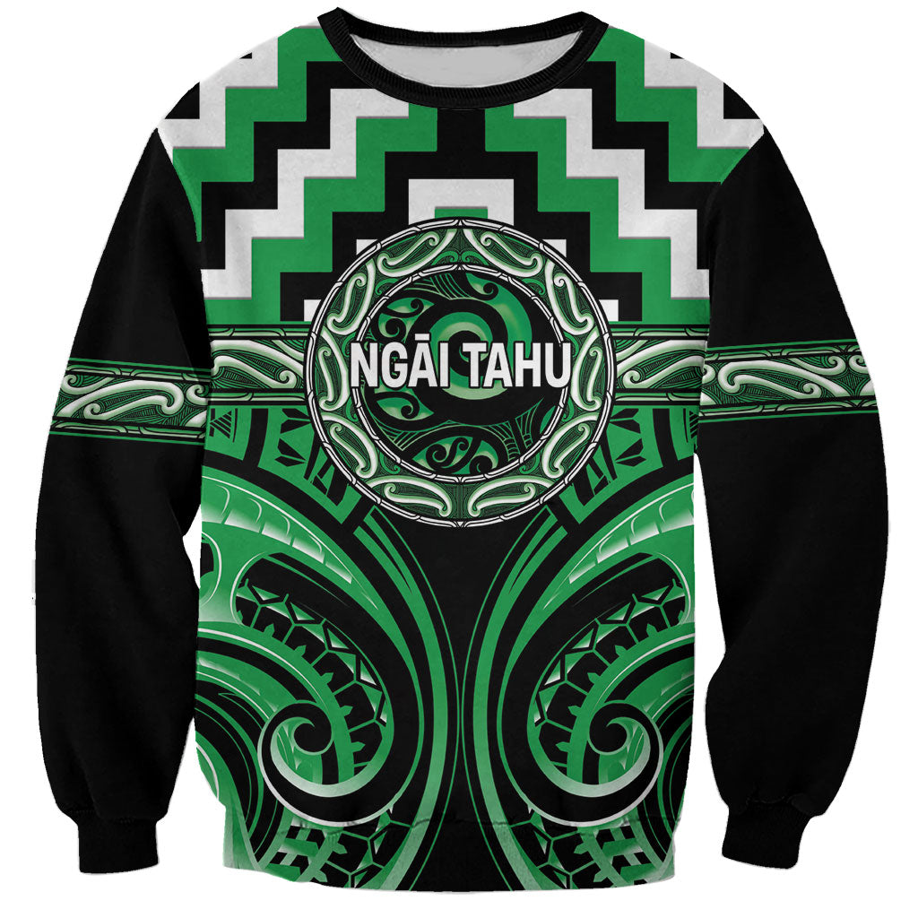 Aotearoa Ngai Tahu Personalised Sweatshirt Maori Iwi Poutama Puhoro Tattoo LT14 Unisex Green - Polynesian Pride