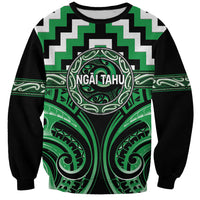 Aotearoa Ngai Tahu Personalised Sweatshirt Maori Iwi Poutama Puhoro Tattoo LT14 Unisex Green - Polynesian Pride