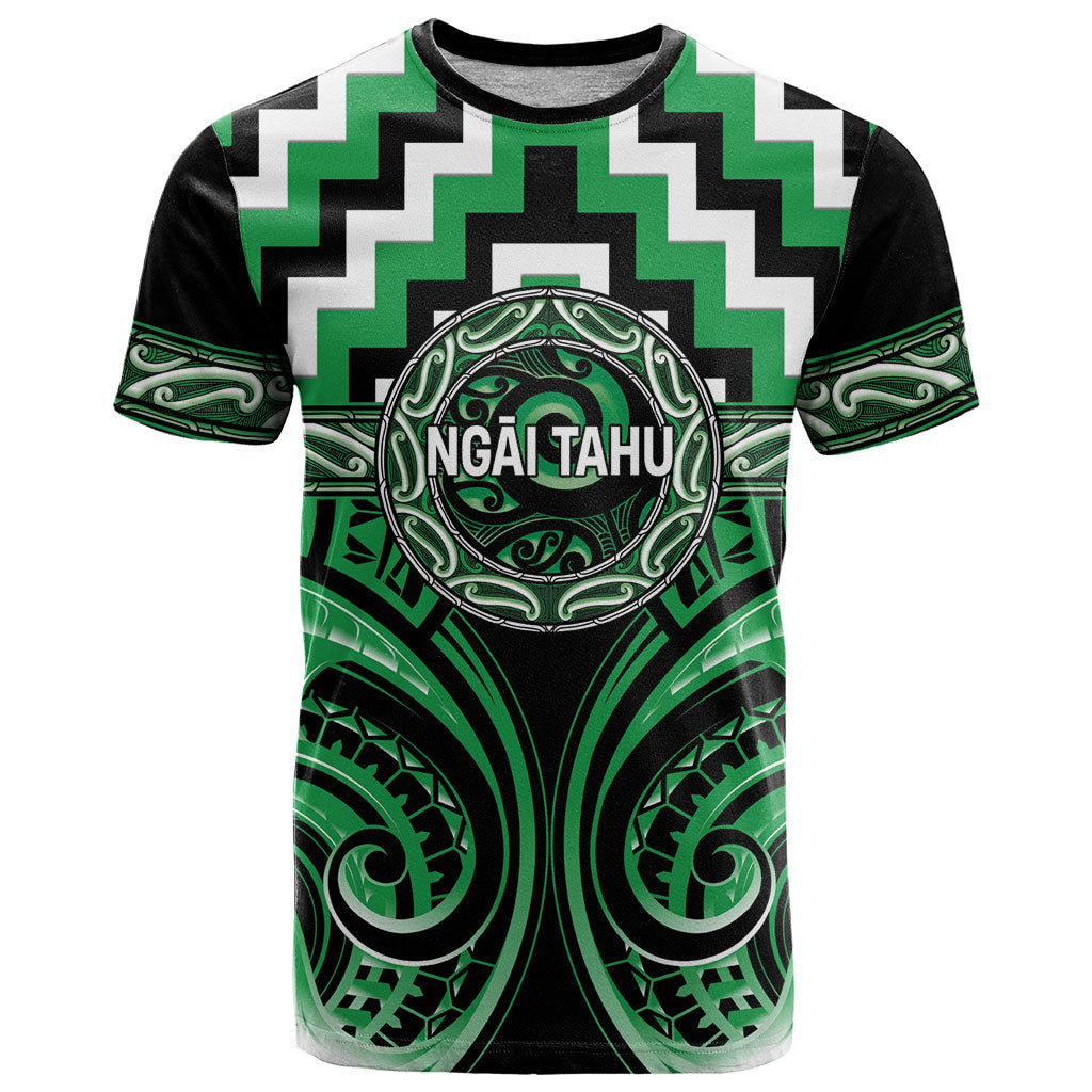 Aotearoa Ngai Tahu Personalised T Shirt Maori Iwi Poutama Puhoro Tattoo LT14 Green - Polynesian Pride