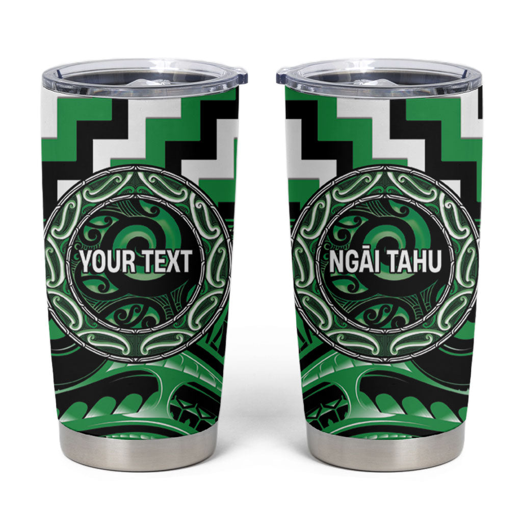 Aotearoa Ngai Tahu Personalised Tumbler Cup Maori Iwi Poutama Puhoro Tattoo LT14 Green - Polynesian Pride