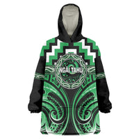 Aotearoa Ngai Tahu Personalised Wearable Blanket Hoodie Maori Iwi Poutama Puhoro Tattoo LT14 One Size Green - Polynesian Pride