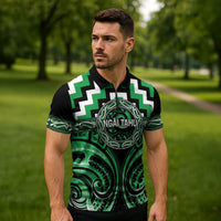 Aotearoa Ngai Tahu Personalised Zipper Polo Shirt Maori Iwi Poutama Puhoro Tattoo LT14 - Polynesian Pride