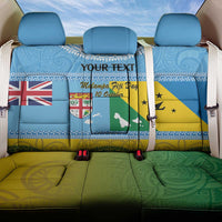 Personalised Malampa Fiji Day Back Car Seat Cover 10 October Fijian Tapa Flag Style LT14 One Size Blue - Polynesian Pride